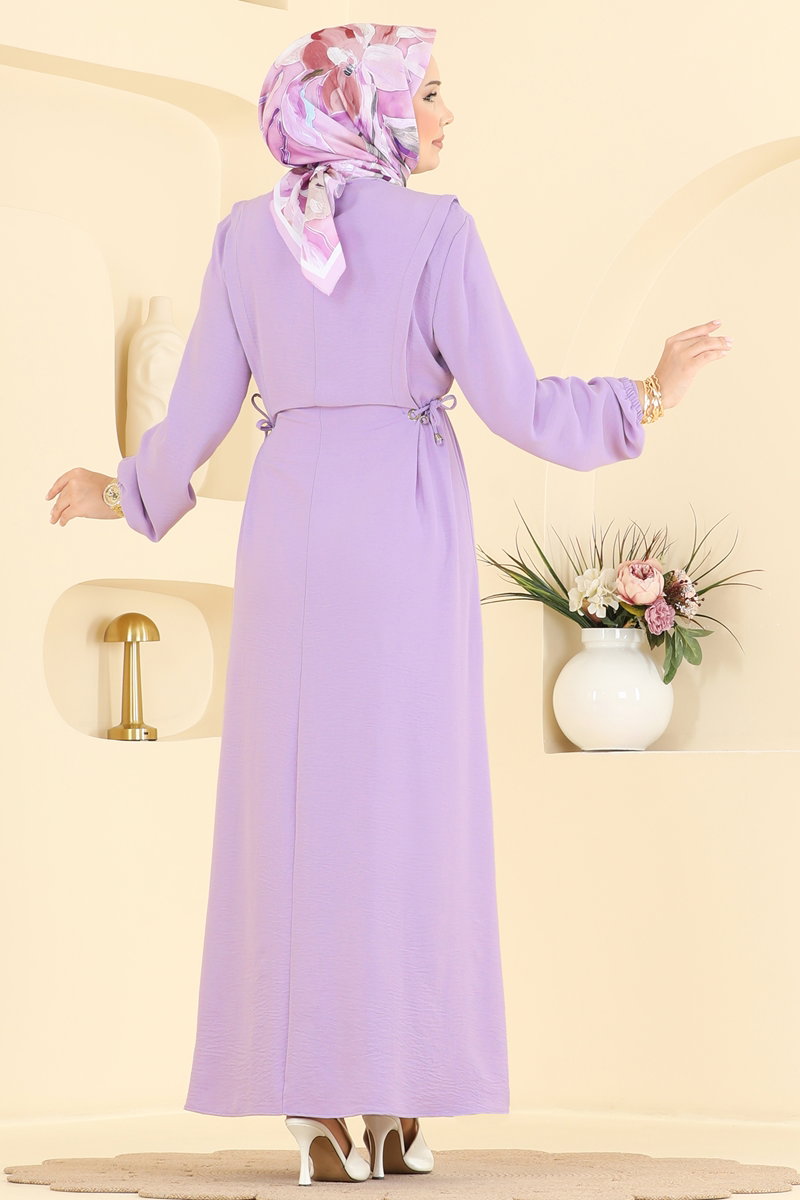 Aerobin Dress with Gathered Waist - Lilac