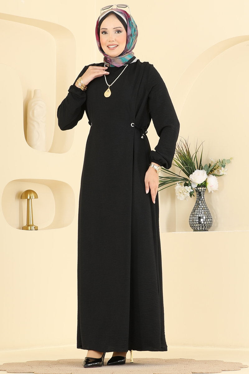 Aerobin Dress with Gathered Waist - Black
