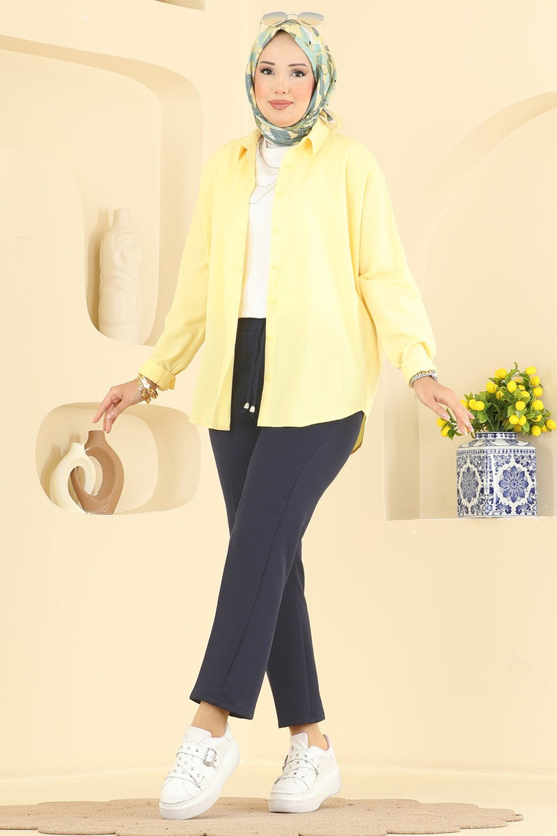 Double Knit Trousers with Tie Waist - Navy