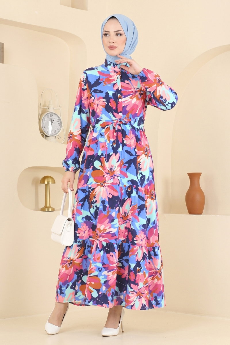 Modal Dress with Tie Waist - Navy