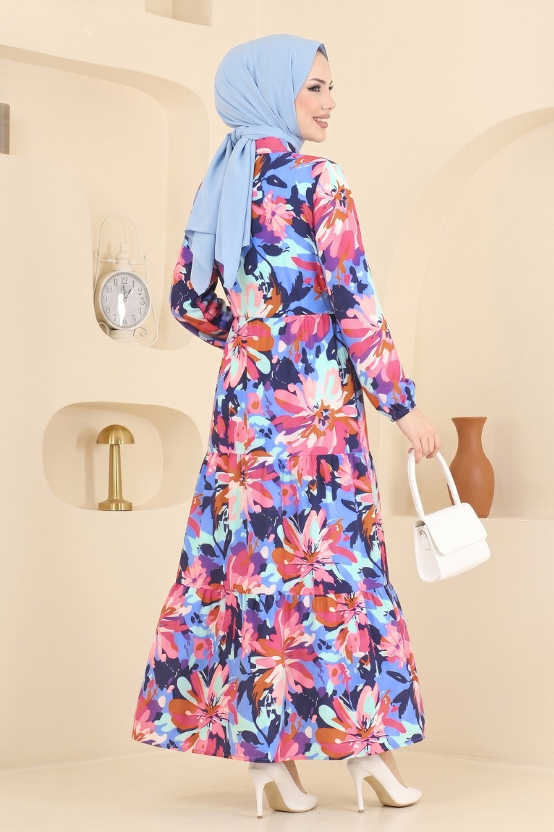 Modal Dress with Tie Waist - Navy
