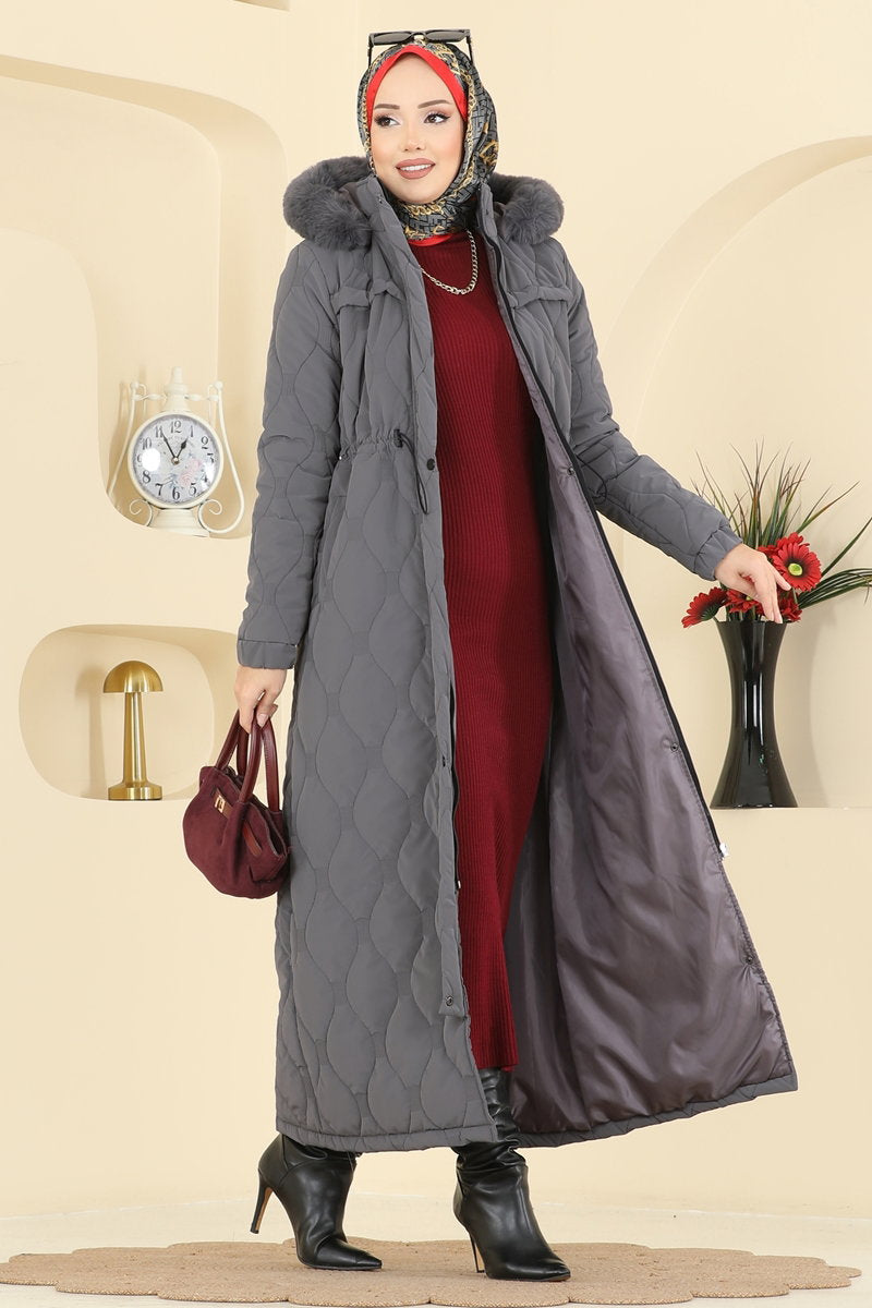 Coat with Tie Waist - Grey