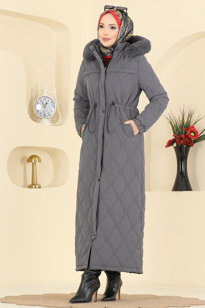 Coat with Tie Waist - Grey