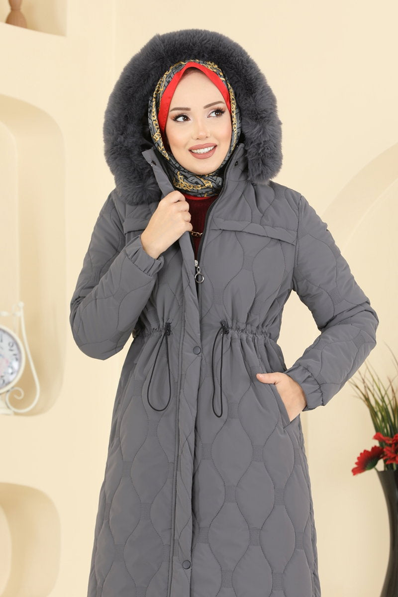 Coat with Tie Waist - Grey