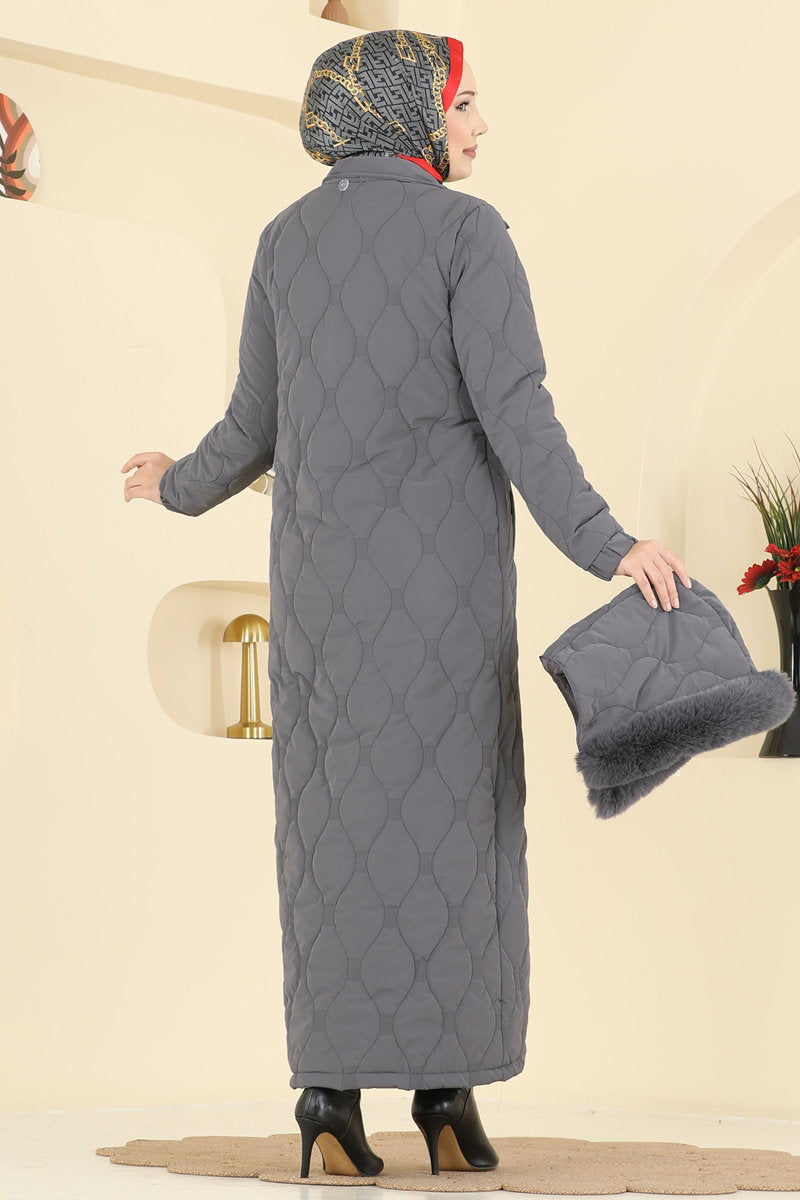 Coat with Tie Waist - Grey
