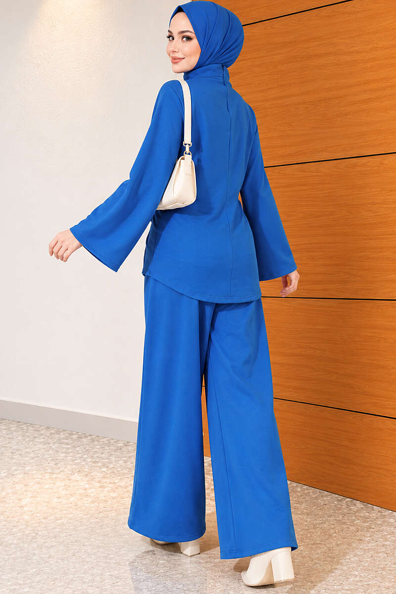 Basic Tie-Waist Two-Piece Set - Blue