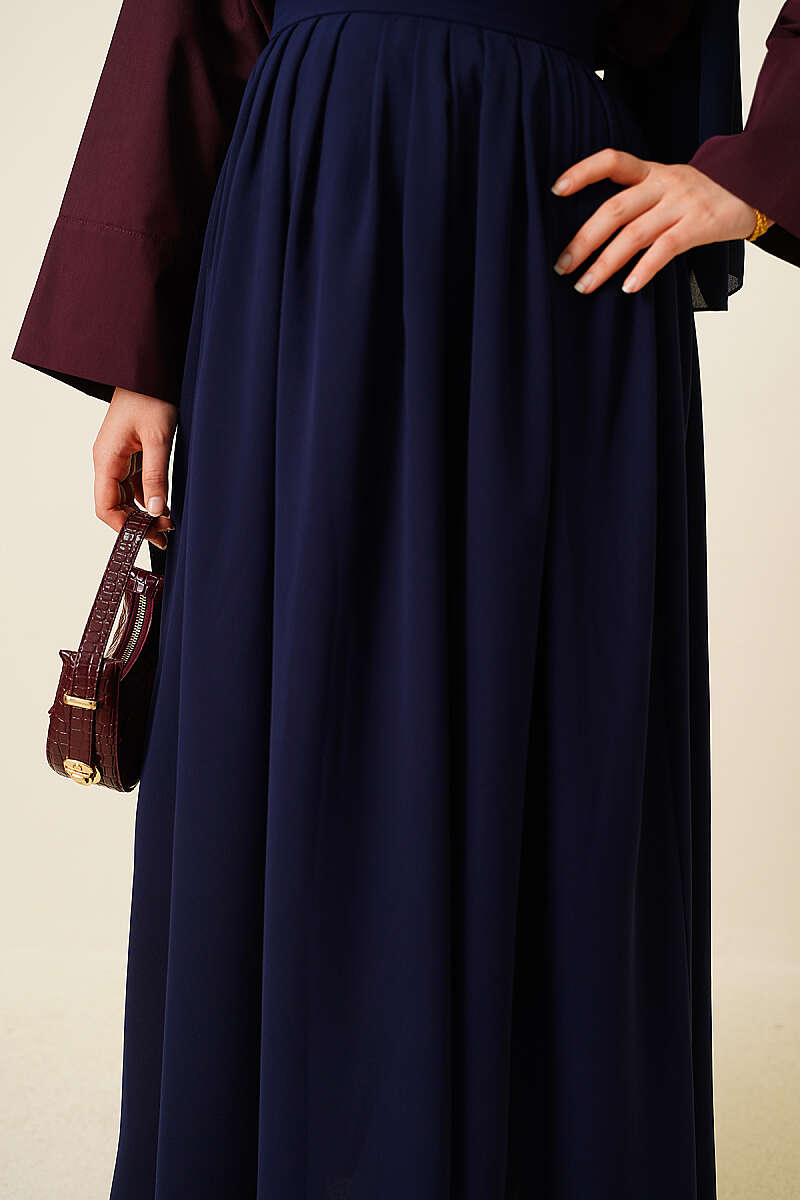 Pleated Skirt with Zip Waist - Navy