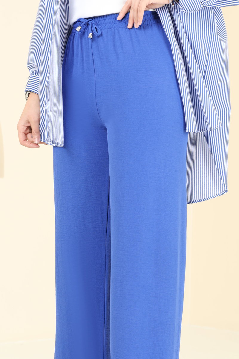 Aerobin Trousers with Elastic Waistband - Indigo