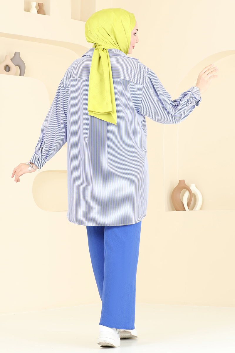 Aerobin Trousers with Elastic Waistband - Indigo