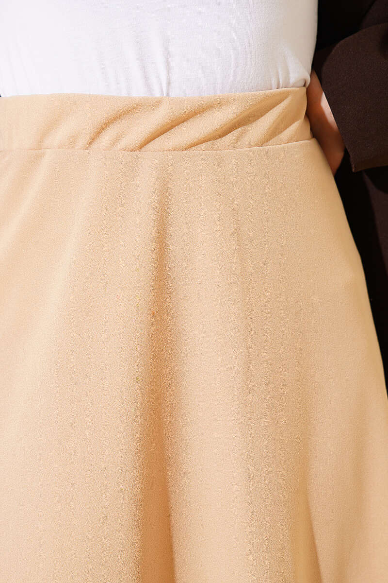 Flared Double-Knit Skirt with Elastic Waist - Sand