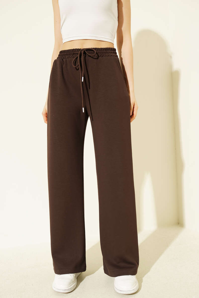 Elastic-Waist Loycha Pants - Brown