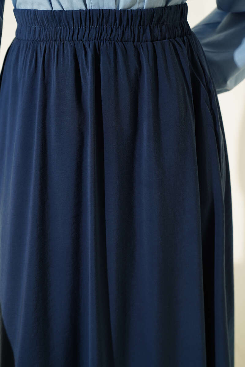 Flared Modal Skirt with Elastic Waist - Indigo