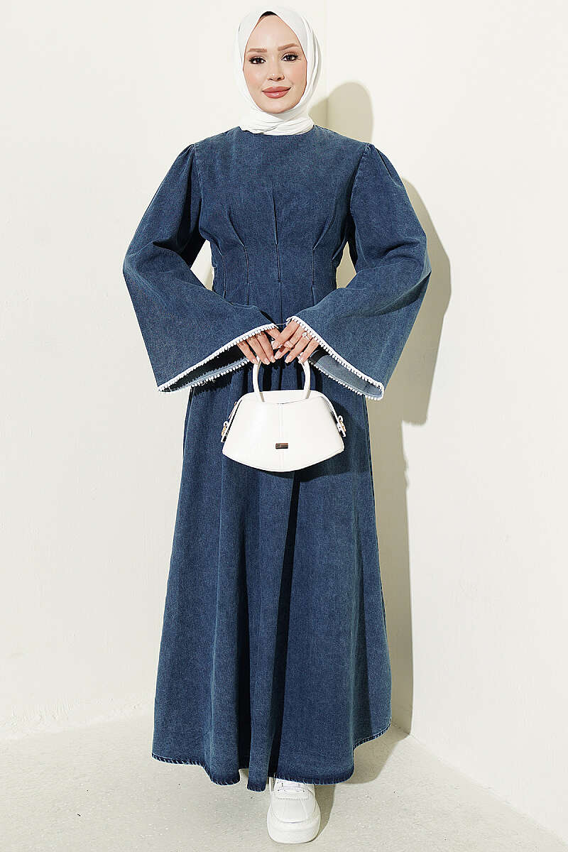Dress with Waist Darts - Denim Blue