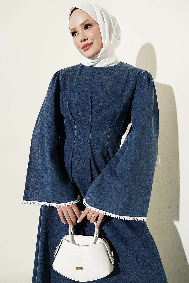 Dress with Waist Darts - Denim Blue
