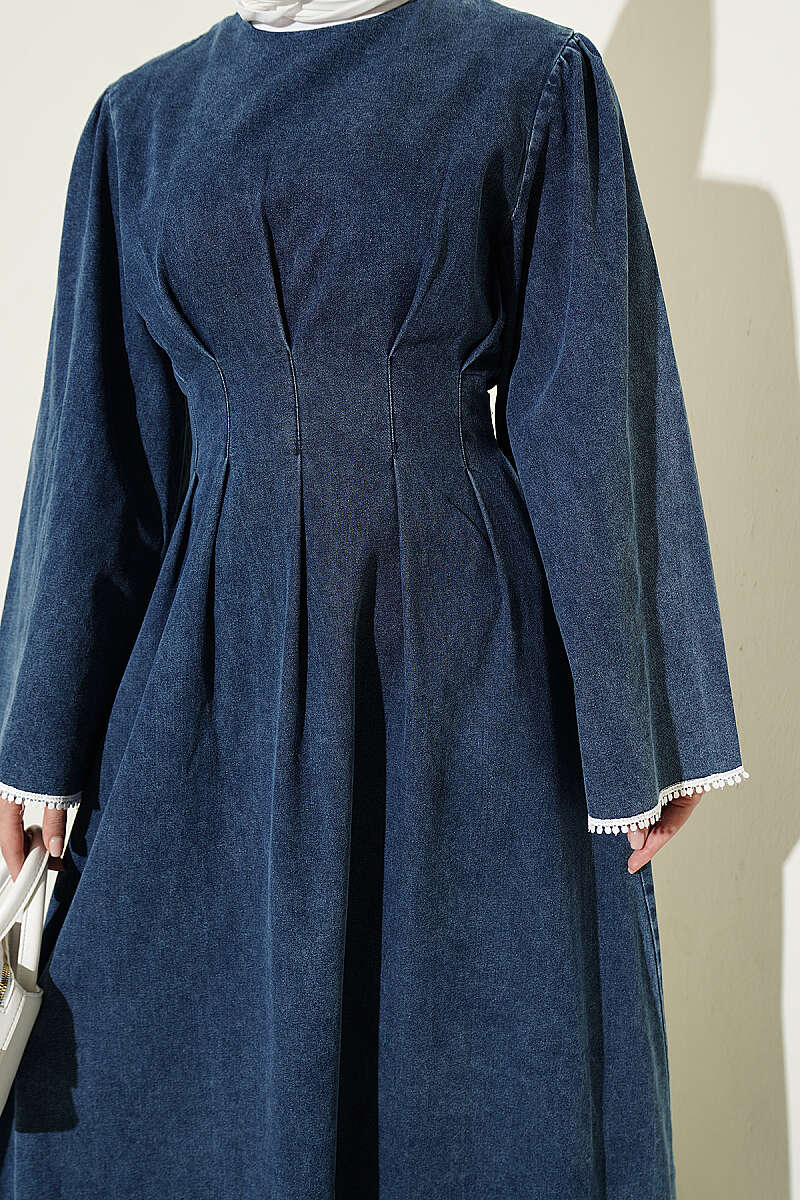 Dress with Waist Darts - Denim Blue