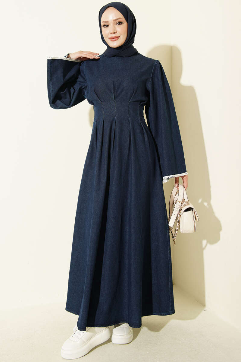 Dress with Waist Darts - Dark Blue
