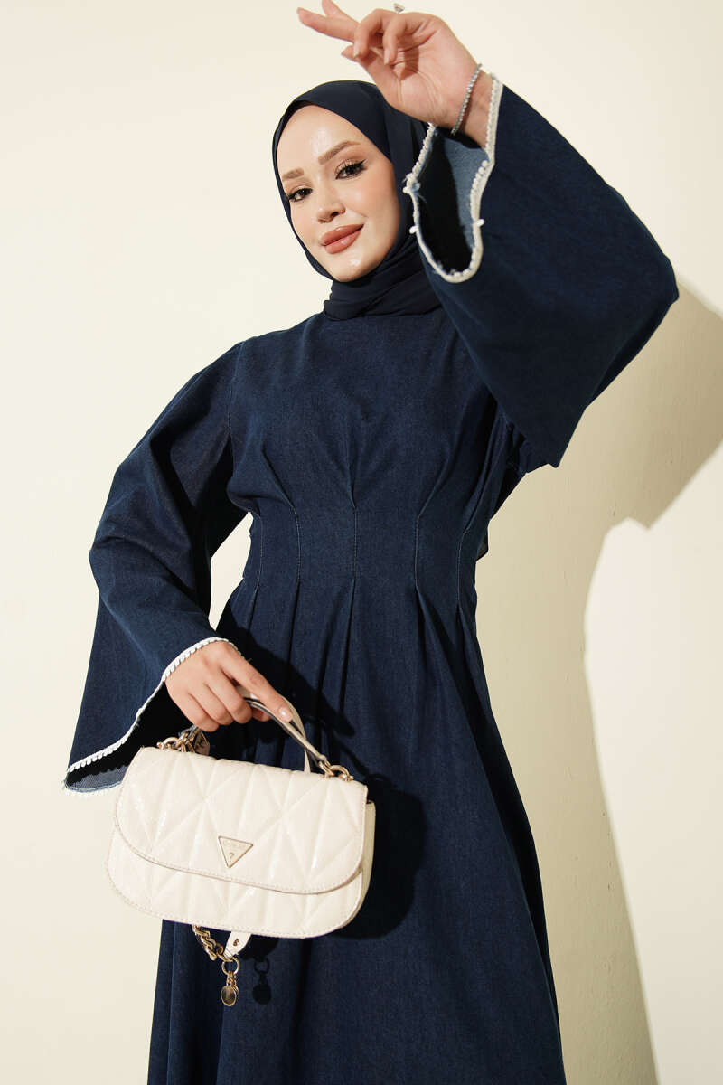 Dress with Waist Darts - Dark Blue
