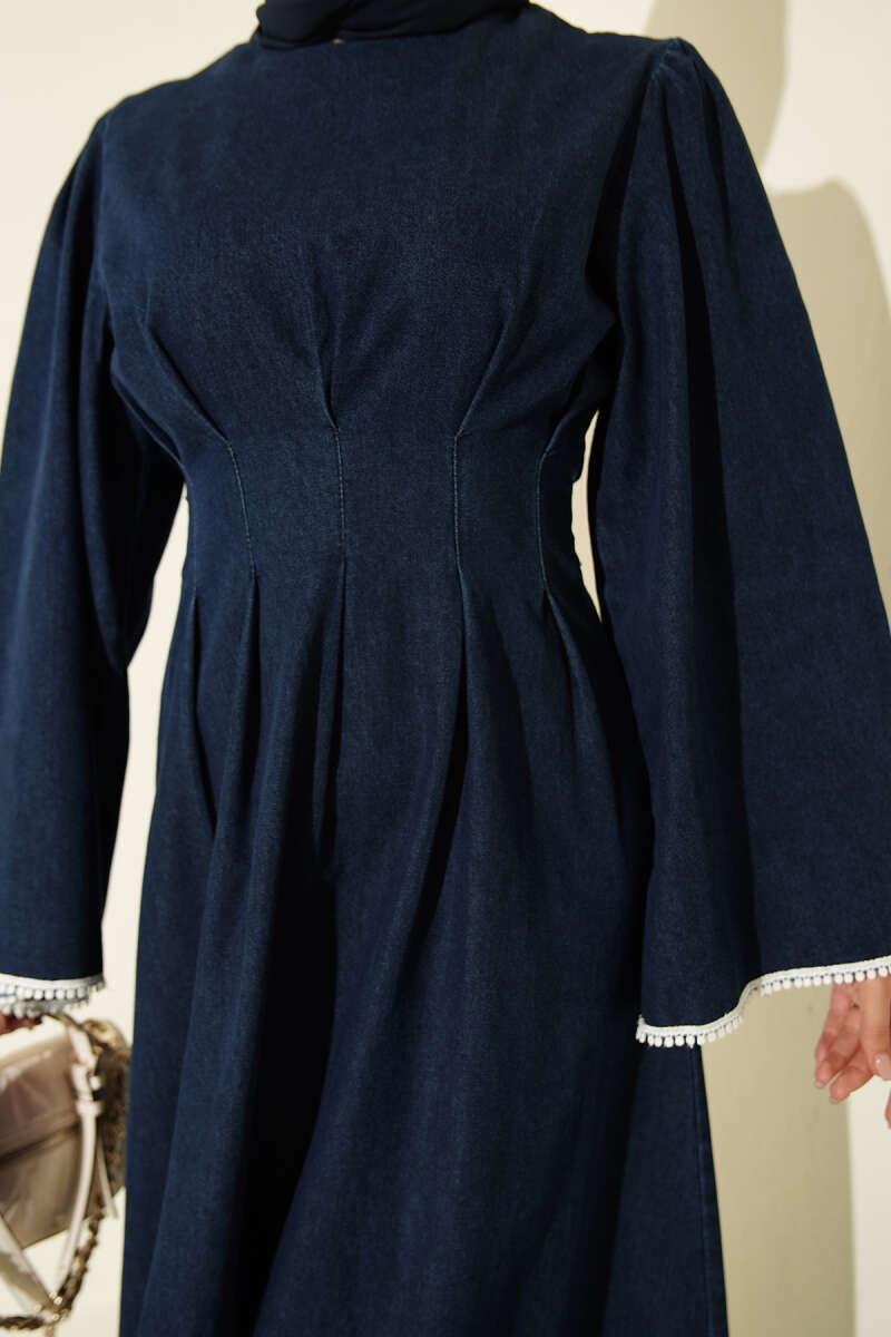 Dress with Waist Darts - Dark Blue