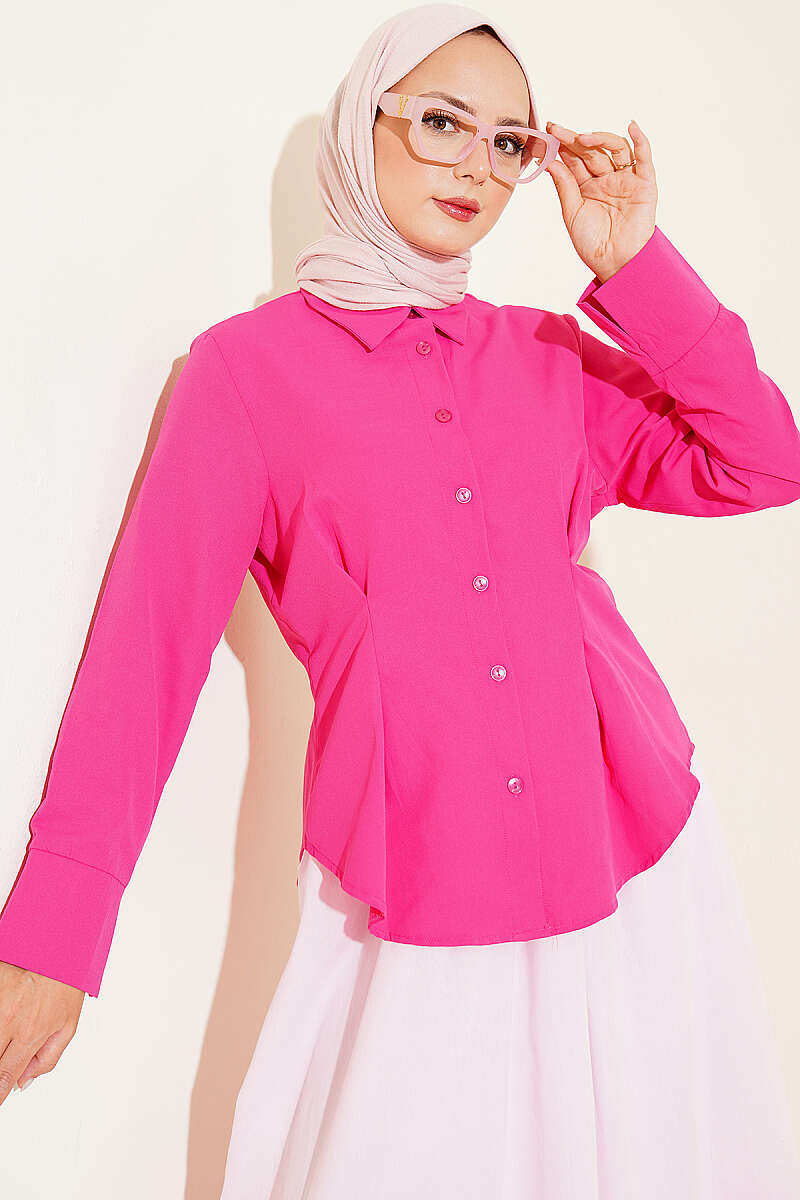 Shirt with Waist Darts - Fuchsia