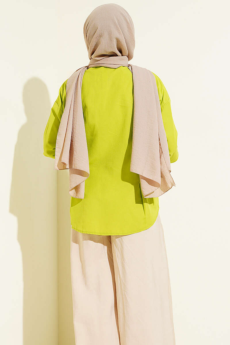 Poplin Shirt with Waist Darts - Pistachio