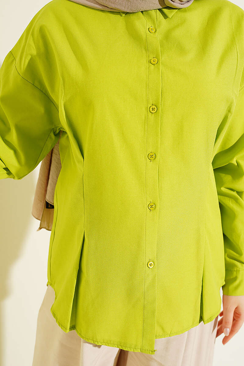 Poplin Shirt with Waist Darts - Pistachio