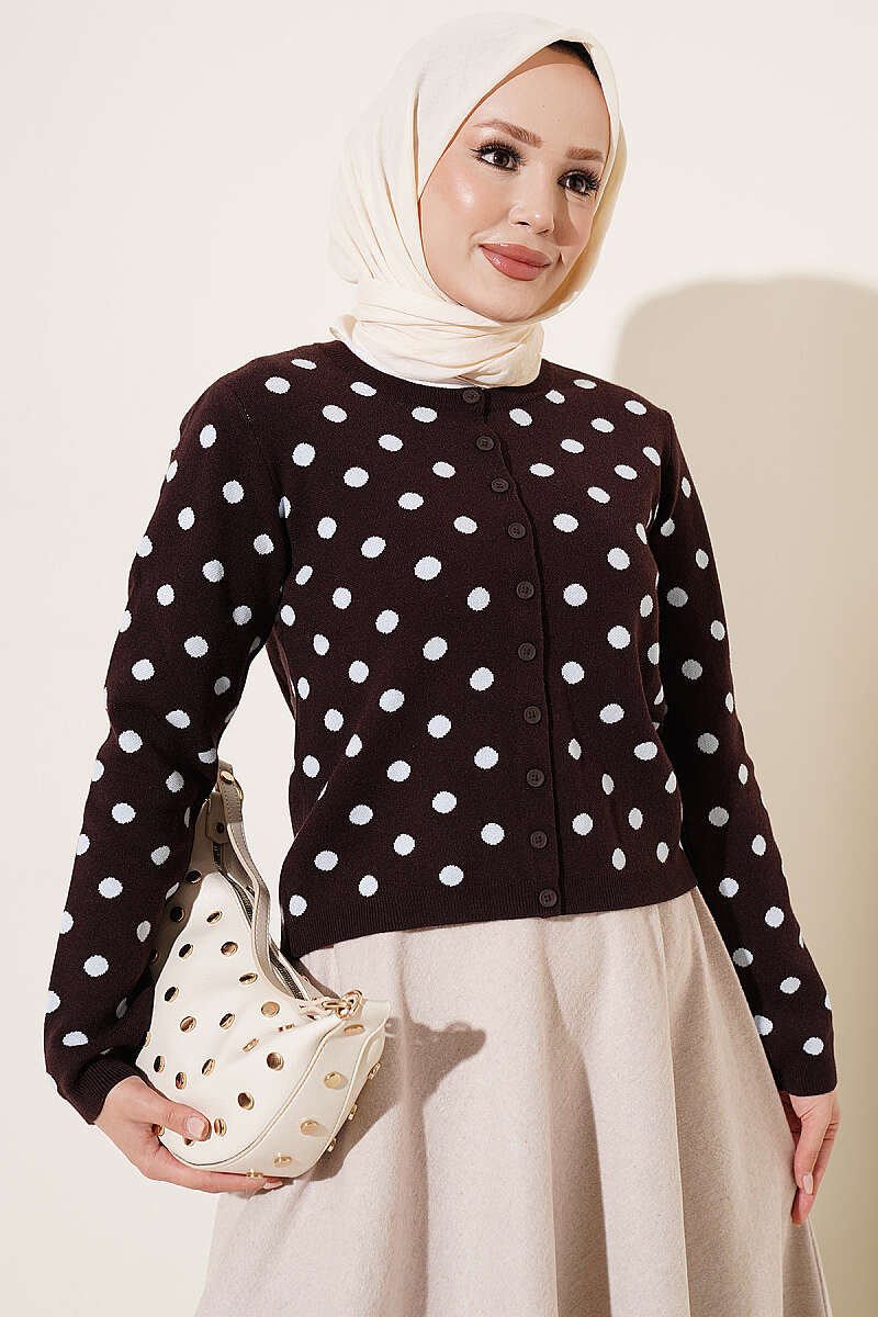 Speckled Knit Cardigan - Brown-Blue