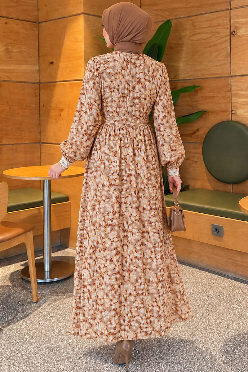 Dress with Lace Cuffs - Mustard