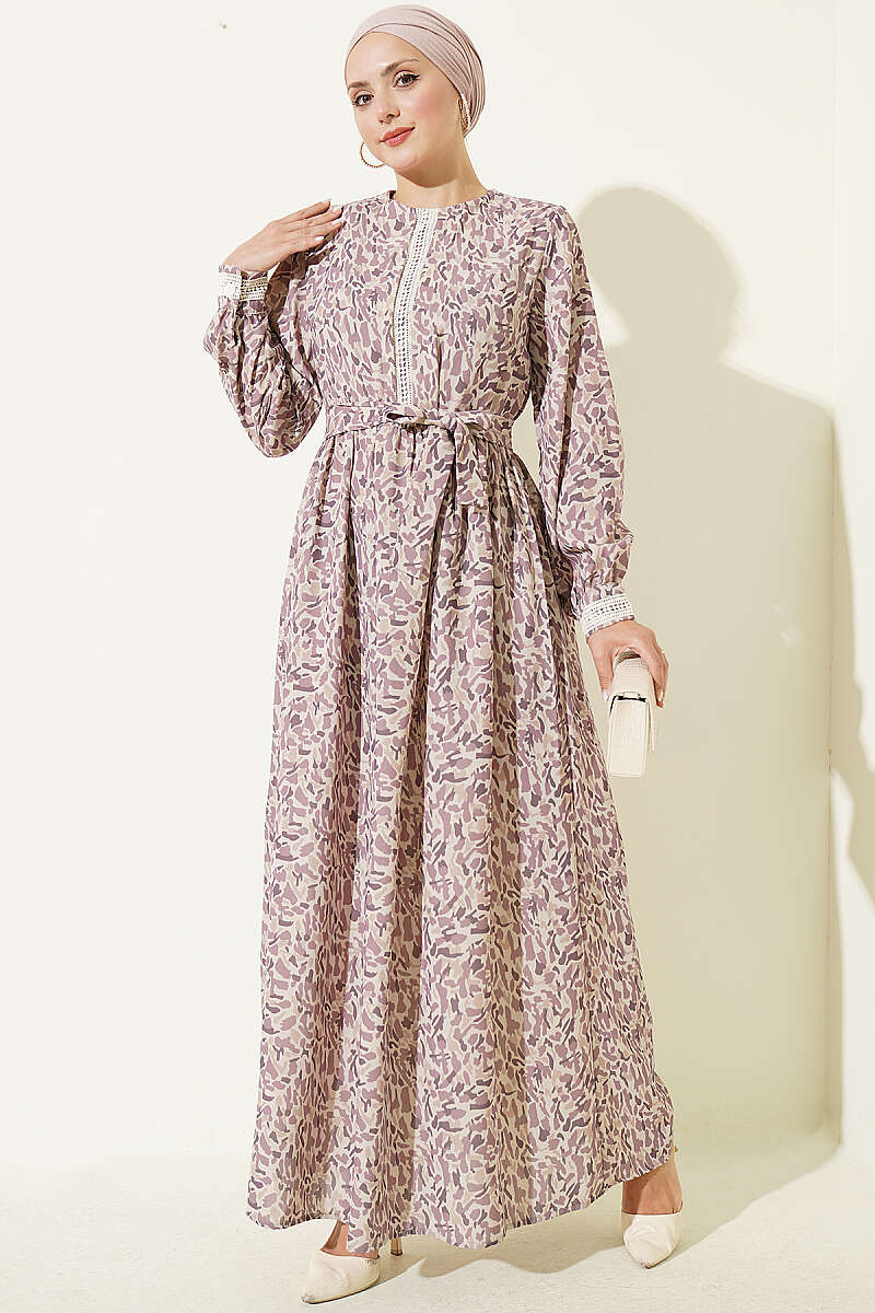 Dress with Lace Cuffs - Lilac