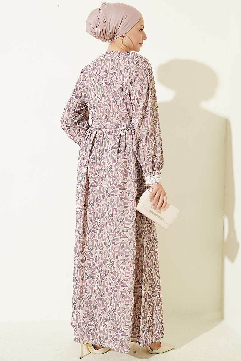 Dress with Lace Cuffs - Lilac
