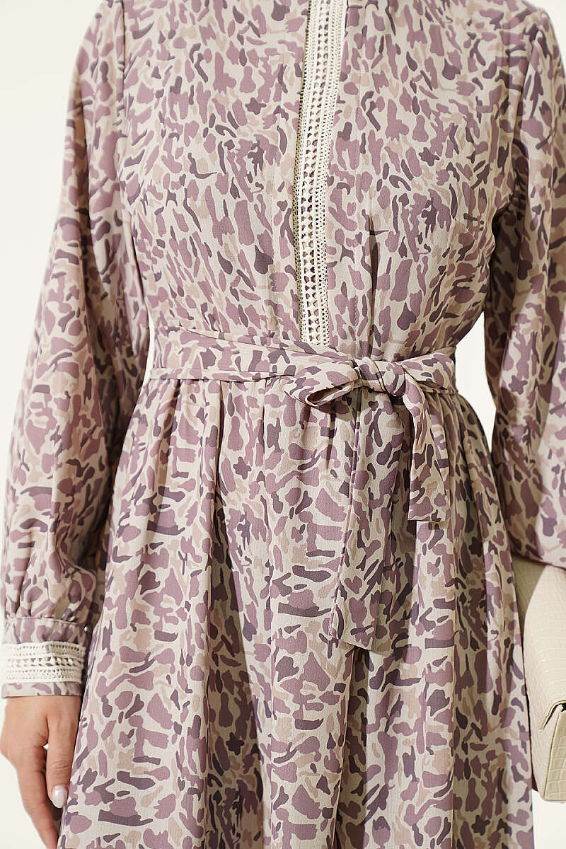 Dress with Lace Cuffs - Lilac
