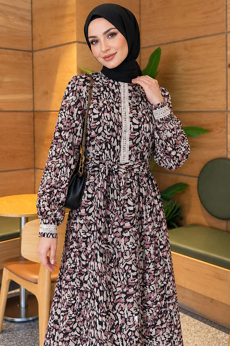 Dress with Lace Cuffs - Black