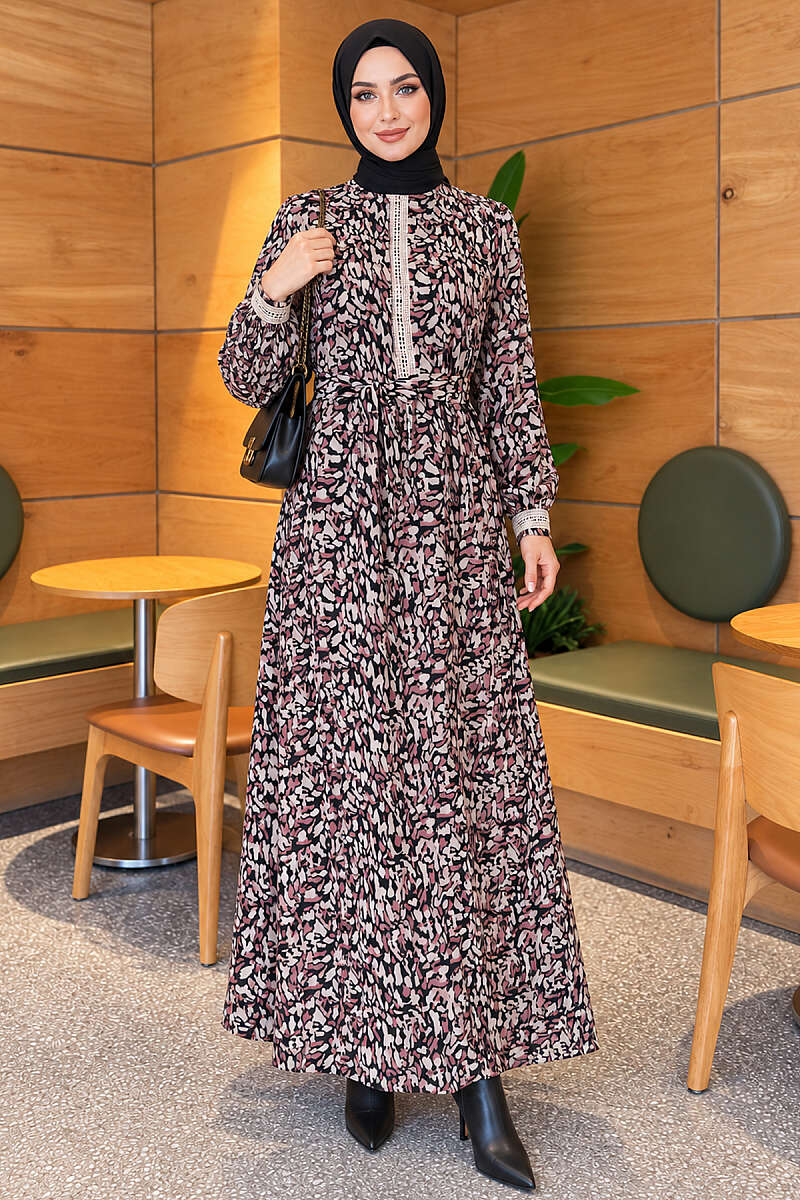 Dress with Lace Cuffs - Black