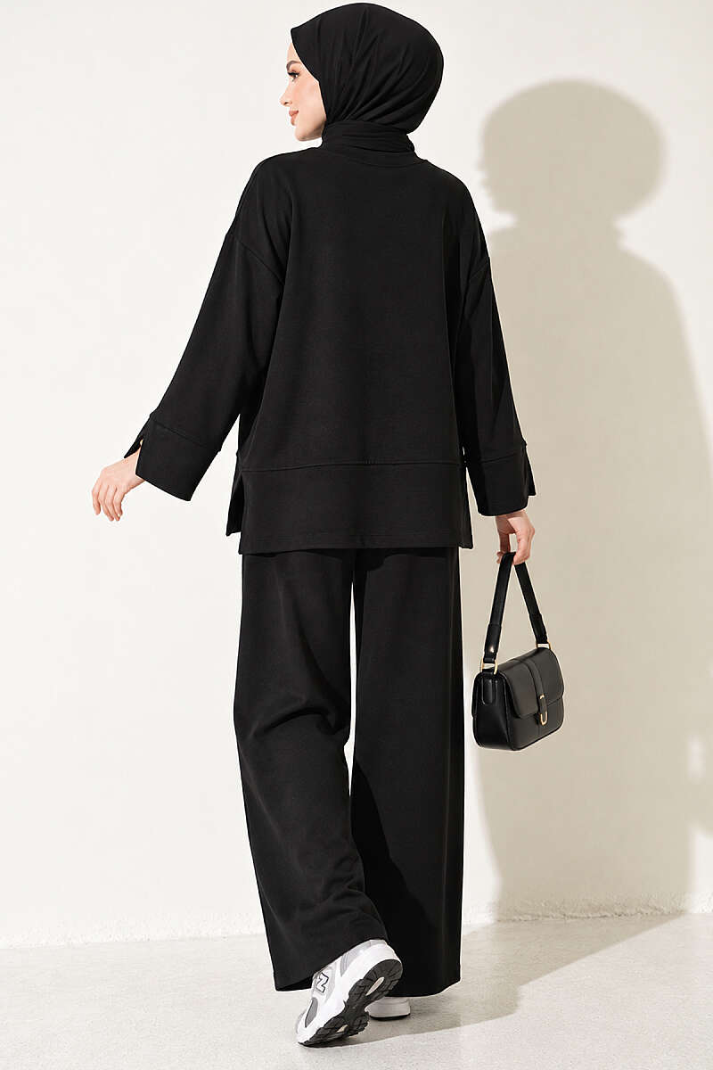 Loycha Two-Piece Set with Cuff Slits - Black