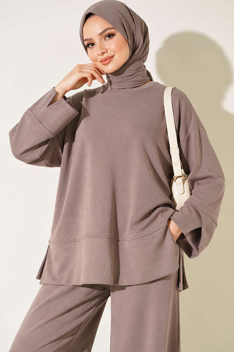 Loycha Two-Piece Set with Cuff Slits - Mink