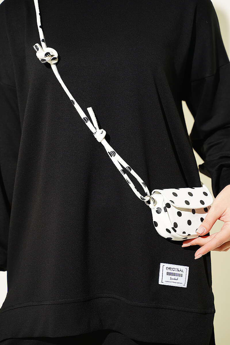 Crew-Neck Two-Piece Set with Emblem - Black