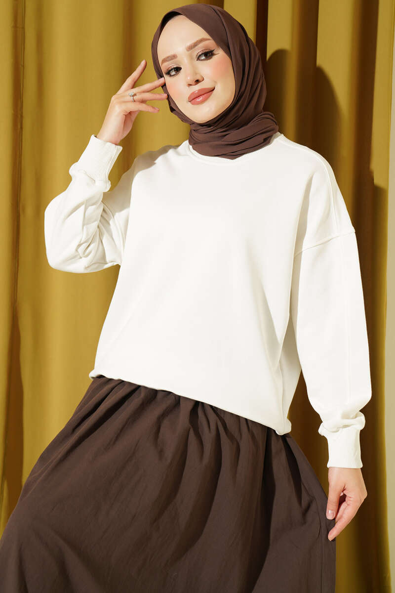 Basic Crew-Neck Tunic - White