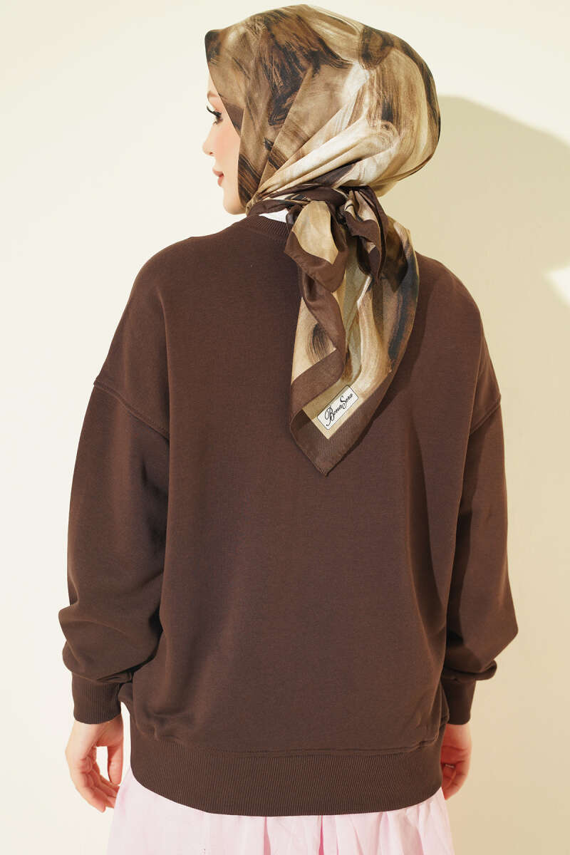 Basic Crew-Neck Tunic - Brown