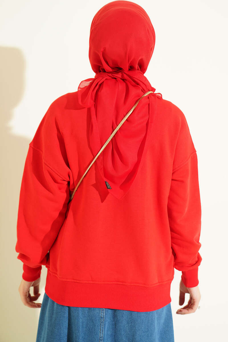 Basic Crew-Neck Tunic - Red
