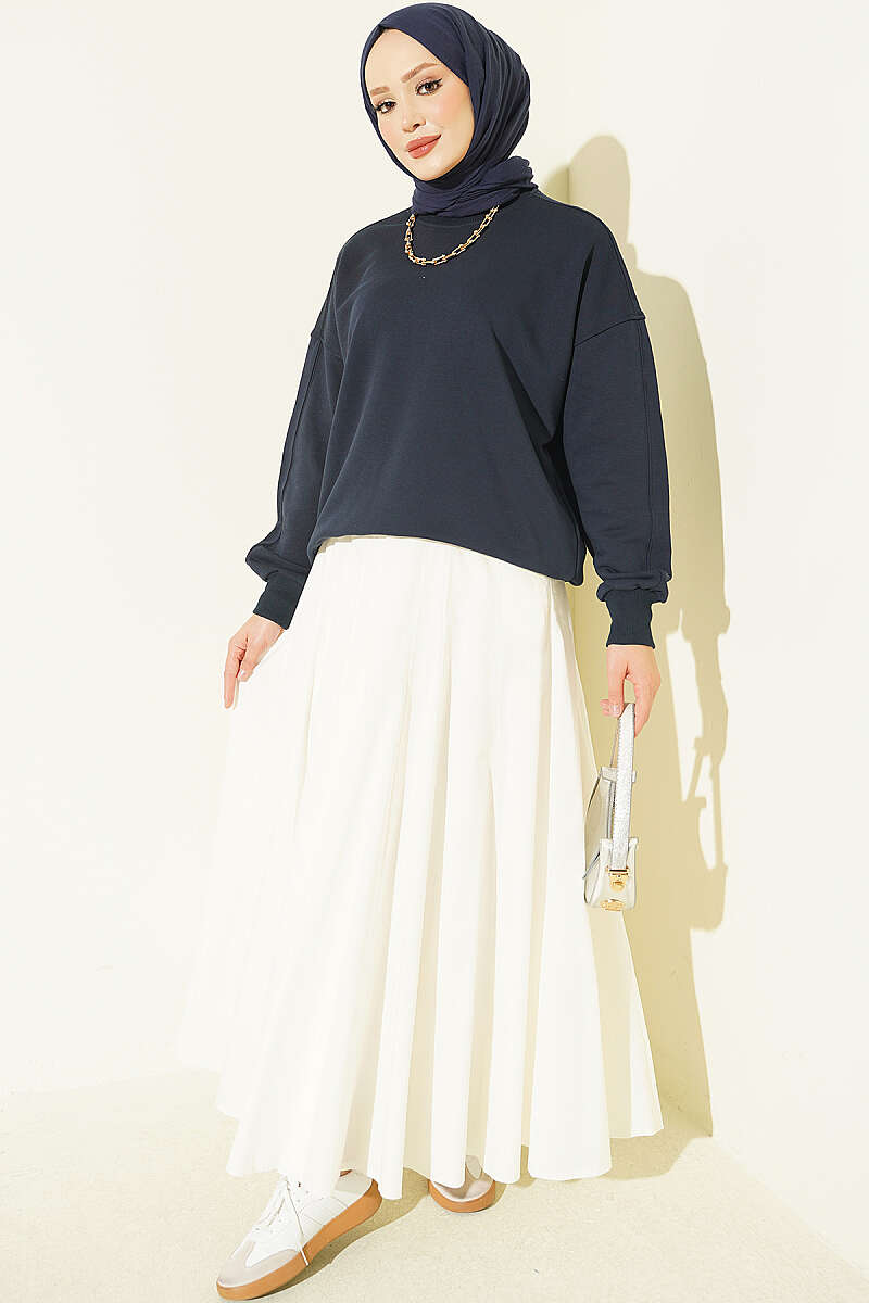 Basic Crew-Neck Tunic - Navy