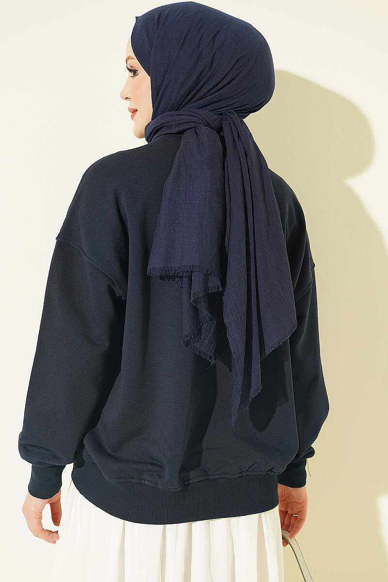Basic Crew-Neck Tunic - Navy