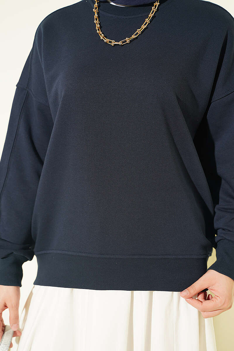 Basic Crew-Neck Tunic - Navy