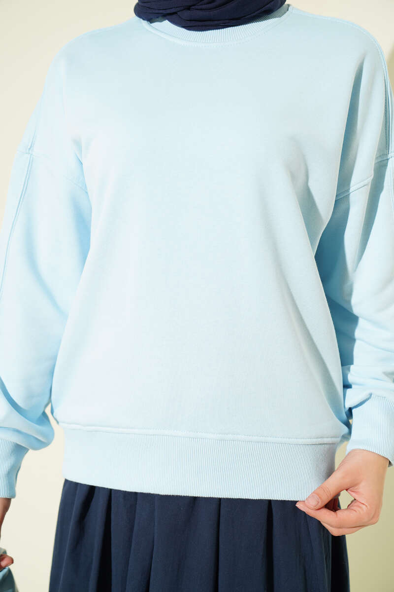 Basic Crew-Neck Tunic - Blue
