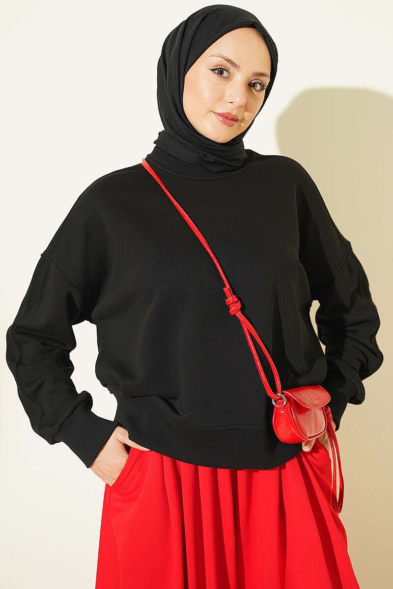 Basic Crew-Neck Tunic - Black