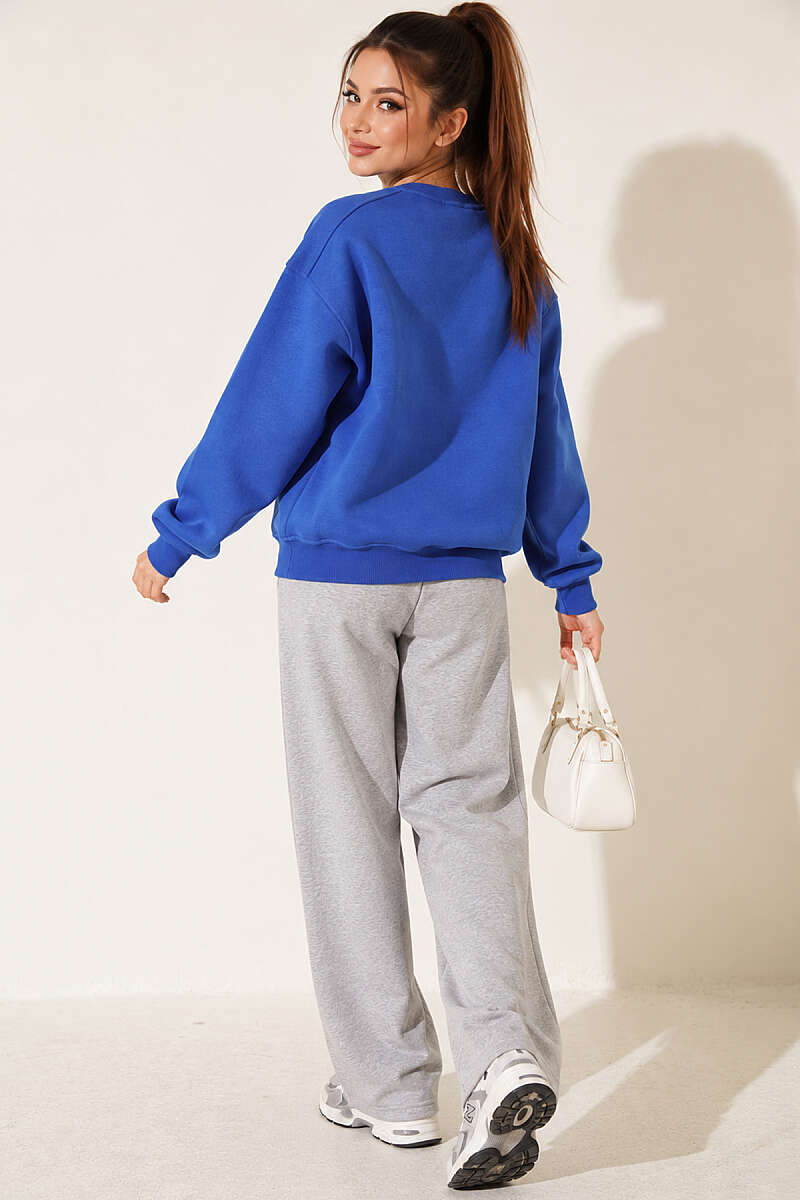 Basic Crew-Neck Three-Thread Sweatshirt - Saxe Blue
