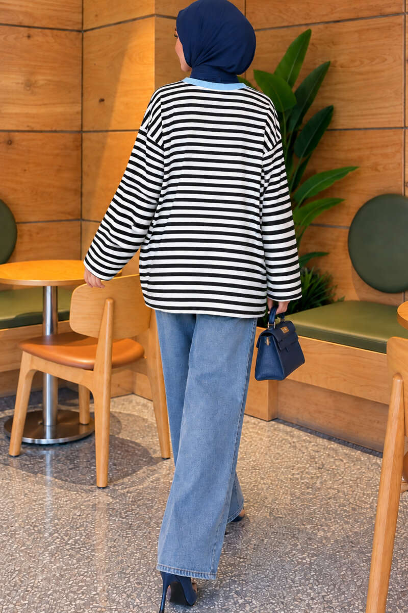 Printed Crew-Neck Tunic - Blue