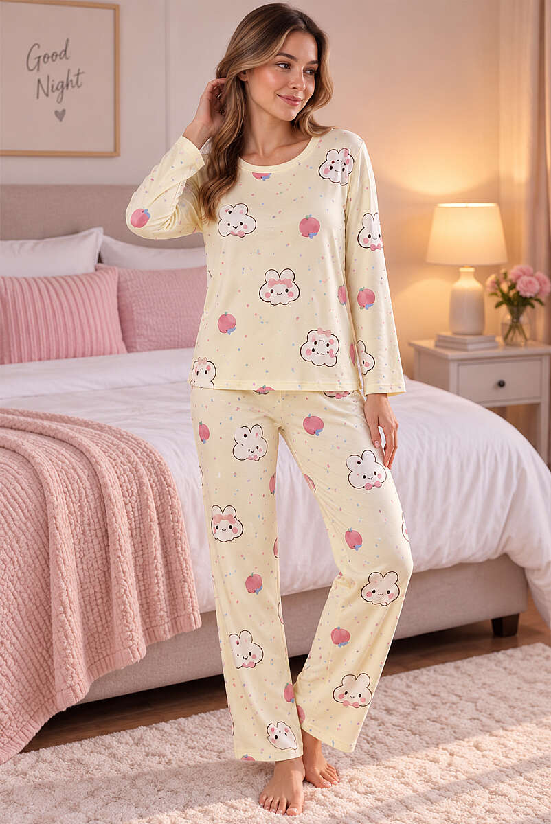 Crew-Neck Printed Pyjama Set - Multicolour 7