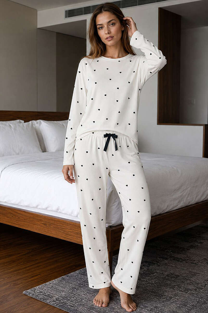 Crew-Neck Printed Pyjama Set - Multicolour 8
