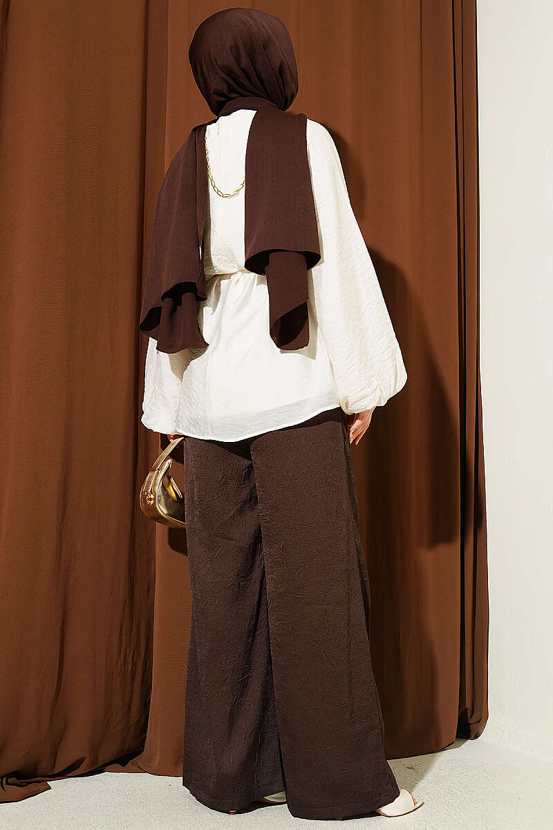 Crew-Neck Tunic with Tie Cords - Ecru