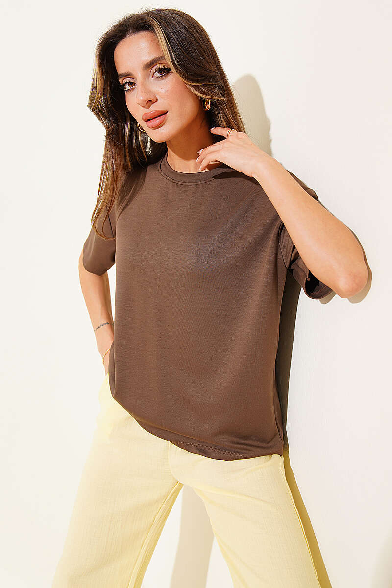 Crew-Neck Loycha T-Shirt - Chestnut
