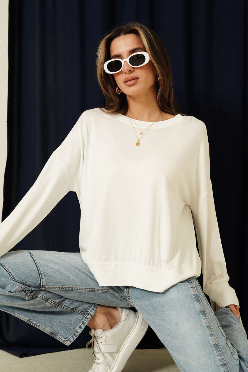 Crew-Neck Mercerised Sweater - White